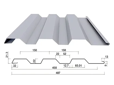Paneles metálicos tipo muro (Perfil trapezoidal de 22 mm de profundidad × 450 mm de ancho)